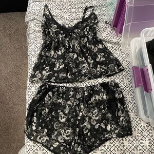 Torrid Sheer Skull Lingerie Pajamas set
